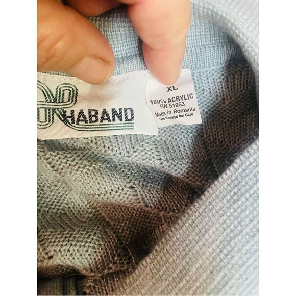 Haband European Seafoam Green/Blue Short Sleeve Mens Knit Vintage Sweater Size X - Picture 11 of 12